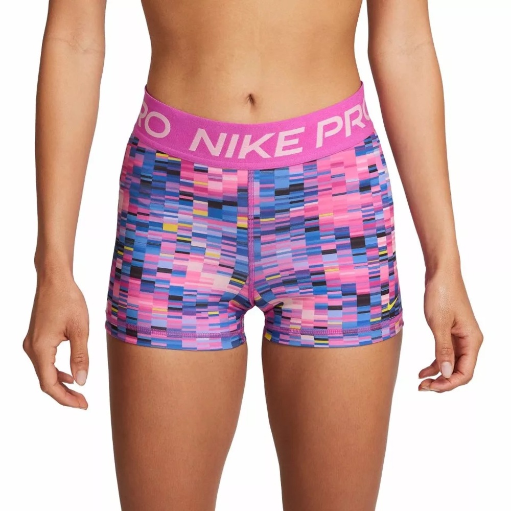 Nike Pink and Blue Athletic Compression Shorts